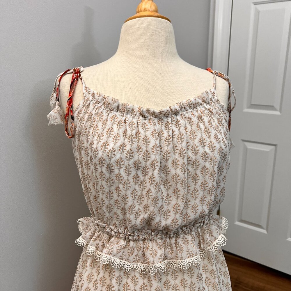 Misa Los Angeles Dionica Dress Paisley Tiered Summer Lace Sz L - Picture 4 of 15